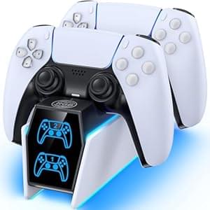 PS5 Controller Charger Station Compatible with PlayStation 5 Edge & Dual Controller, 9 Lightings PS5 Accessories Charging Station, PS 5 Dock Stand with LED Indicator & PS3 Charger