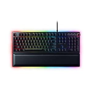 Razer Huntsman Elite Gaming Keyboard: Fast Keyboard Switches – Linear Optical Switches – Chroma RGB Lighting – Magnetic Plush Wrist Rest – Dedicated Media Keys & Dial – Classic Black