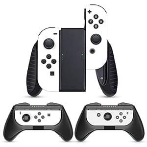Grip Compatible with Nintendo Switch/Switch OLED Joy-Con, 3 Pack, Wear Resistant Game Switch Controller Handle Case Kit for Nintendo Switch Joy Con, Black